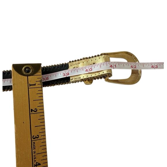 Gold Colored Thin Checkered Beaded Shiny Belt ,Y2K, Statement Piece, Adjustable - Picture 4 of 7